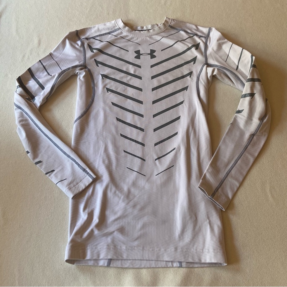 Under Armour ColdGear White and Gray Compression Shirt
